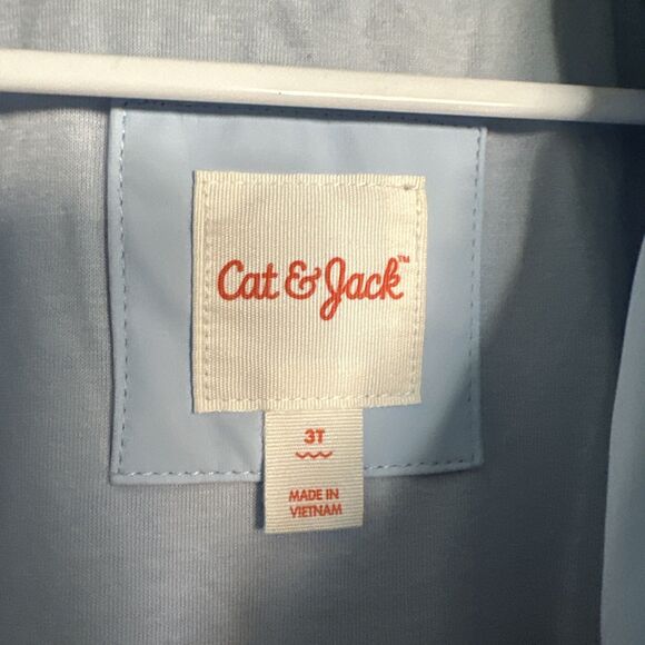 Cat & Jack 3T Caterpillar Rain Coat Jacket Color Block Blue Orange Hood Boys and - Picture 4 of 10